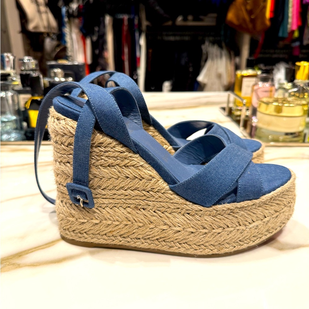 Christian Louboutin Mariza Zeppa espadrille denim wedges